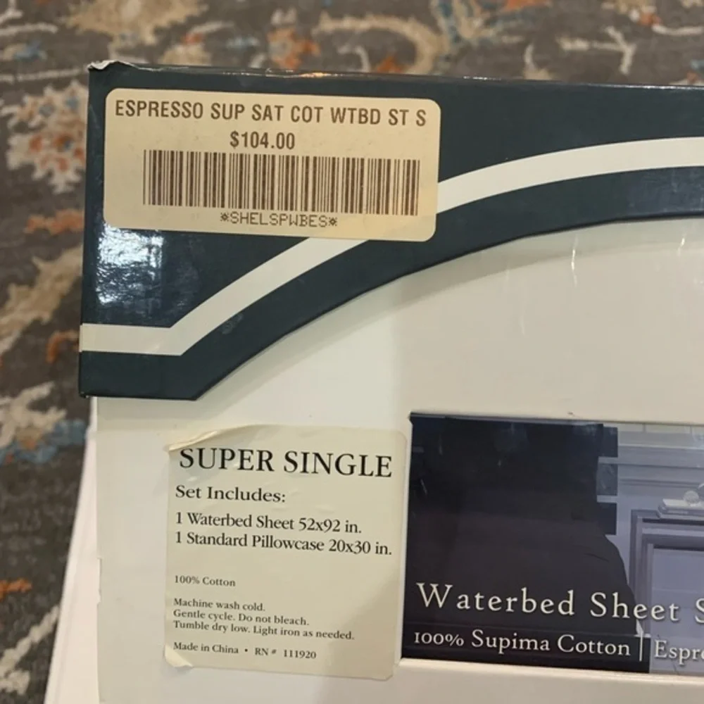 NEW Vintage Waterbed Sheet Set Size Super Single‎ 100% Cotton Expresso